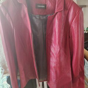 Danier red leather jacket xs